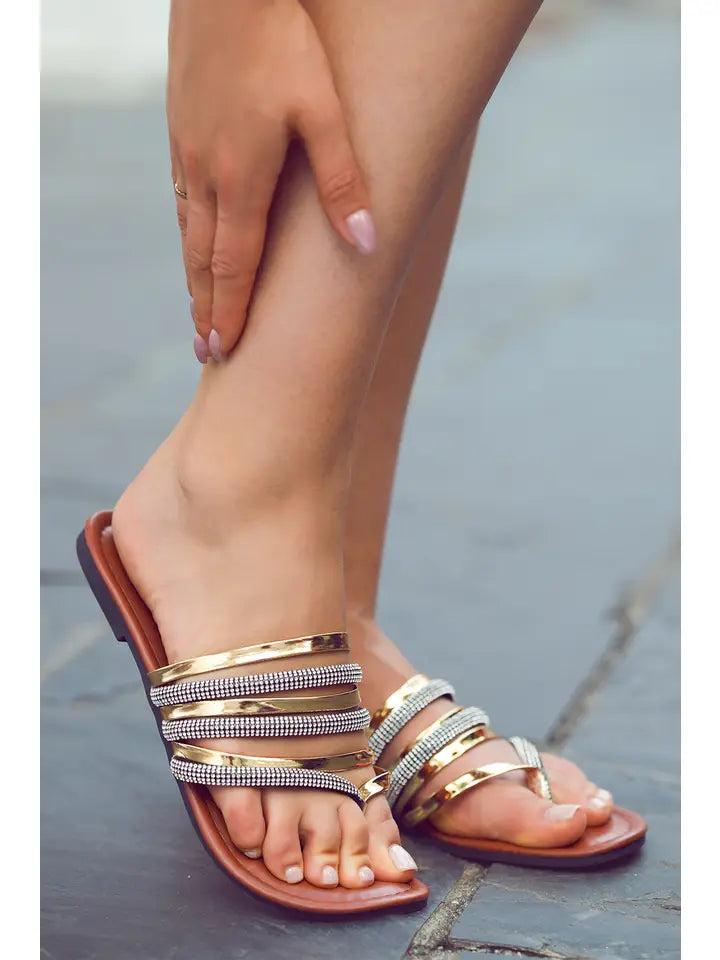 Clip Toe Pointed Toe Strappy Flat Slippers